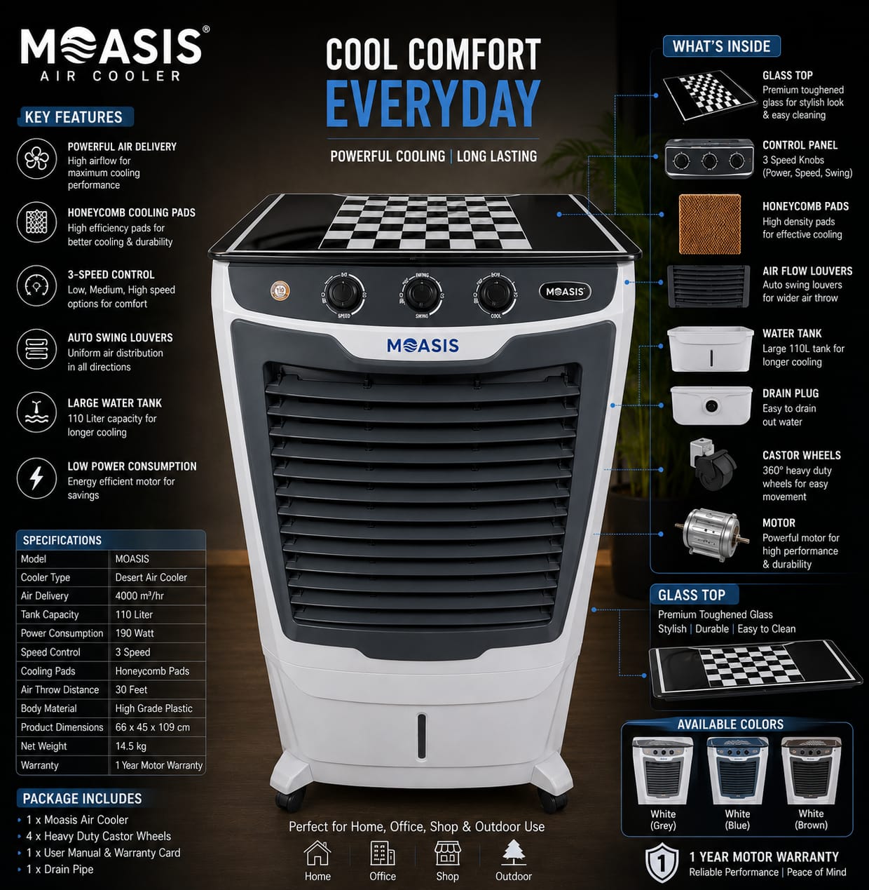 MOASIS Desert Air Cooler 110L