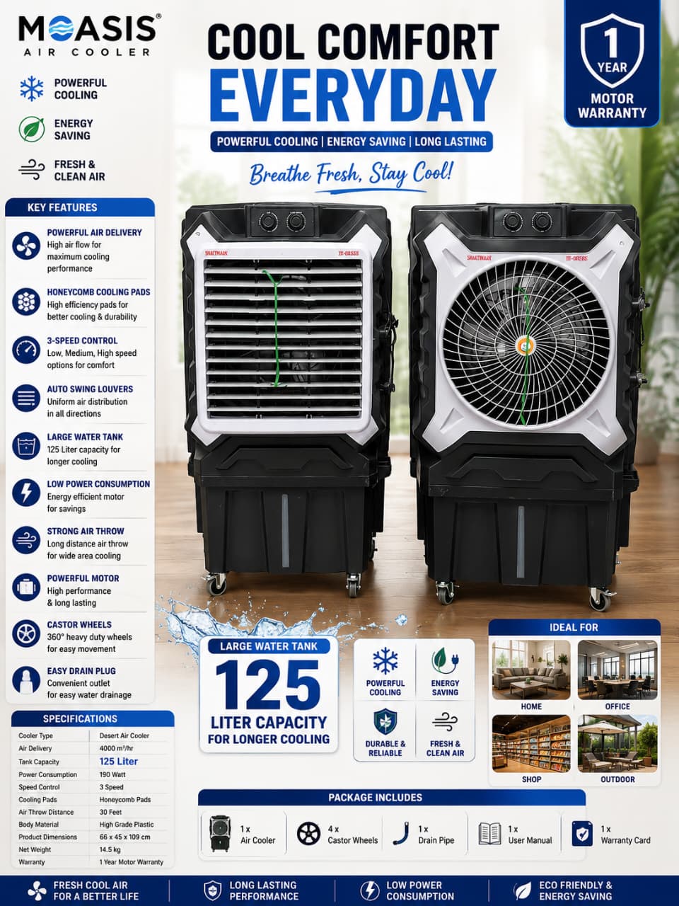 Moasis Shaktimaan 125L Desert Air Cooler