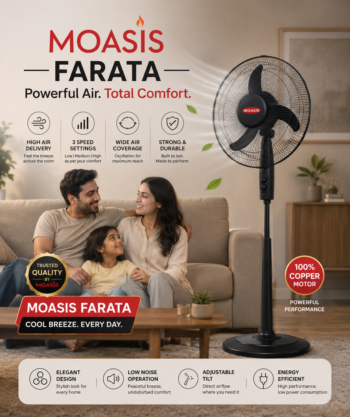 MOASIS Farata Pedestal Fan (Copper Motor)